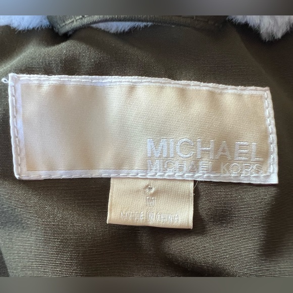 MICHAEL Michael Kors Hooded Fur Snap Front Polyfill Anorak Coat Medium Parka Med - Picture 6 of 16